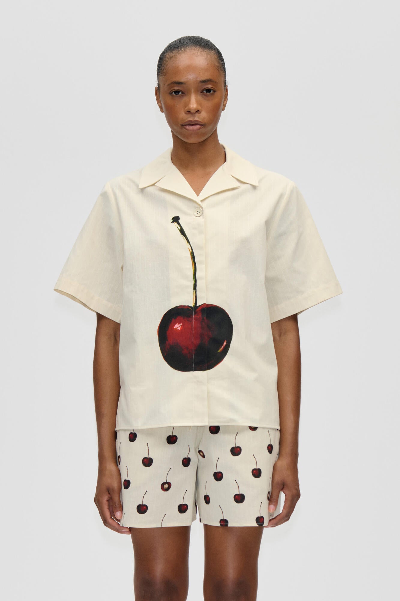 2339 Bowling Collar kortærmet skjorte - Cherry